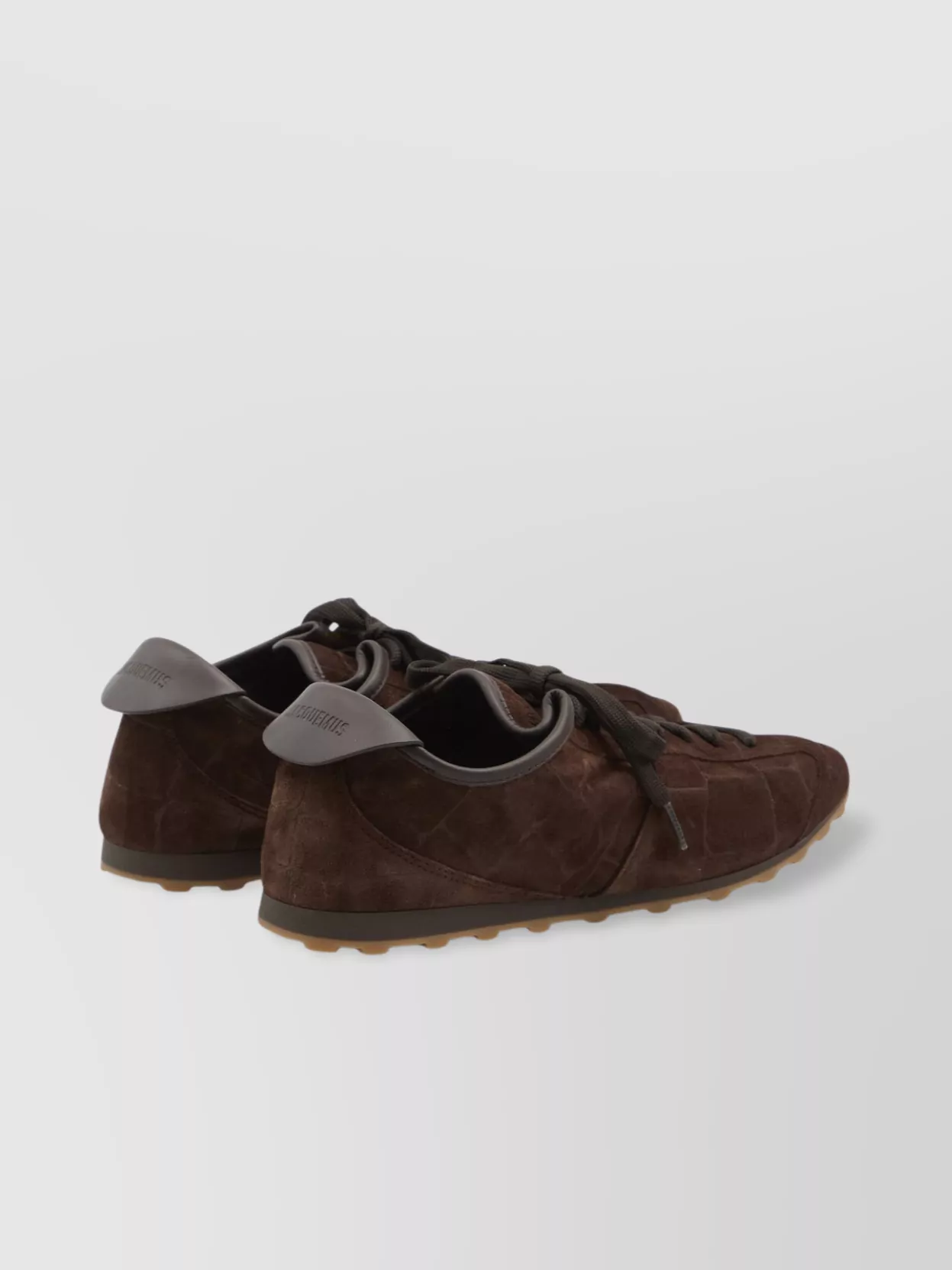 Jacquemus Crocodile-effect Suede Leather Sneakers In Brown