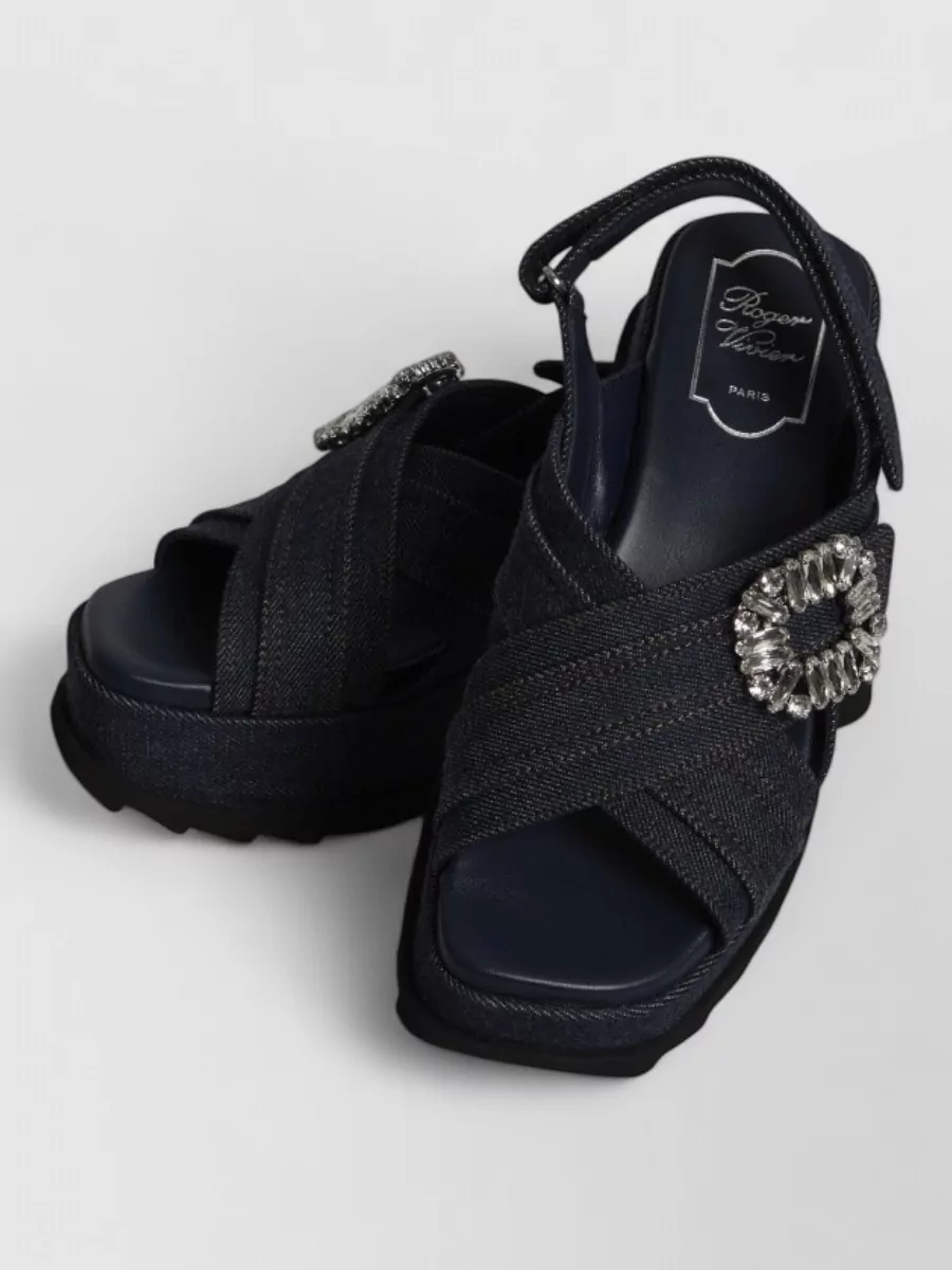 Roger Vivier Denim Wedge Sandals