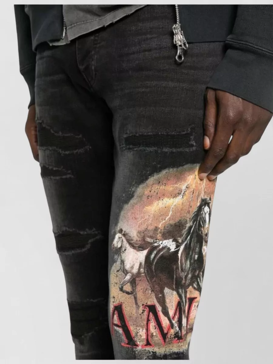 Amiri Denim Graphic Print Skinny Jeans