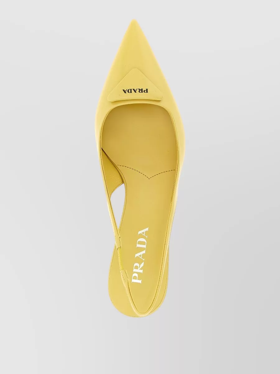 Prada Leather Triangle Logo Slingback Pumps
