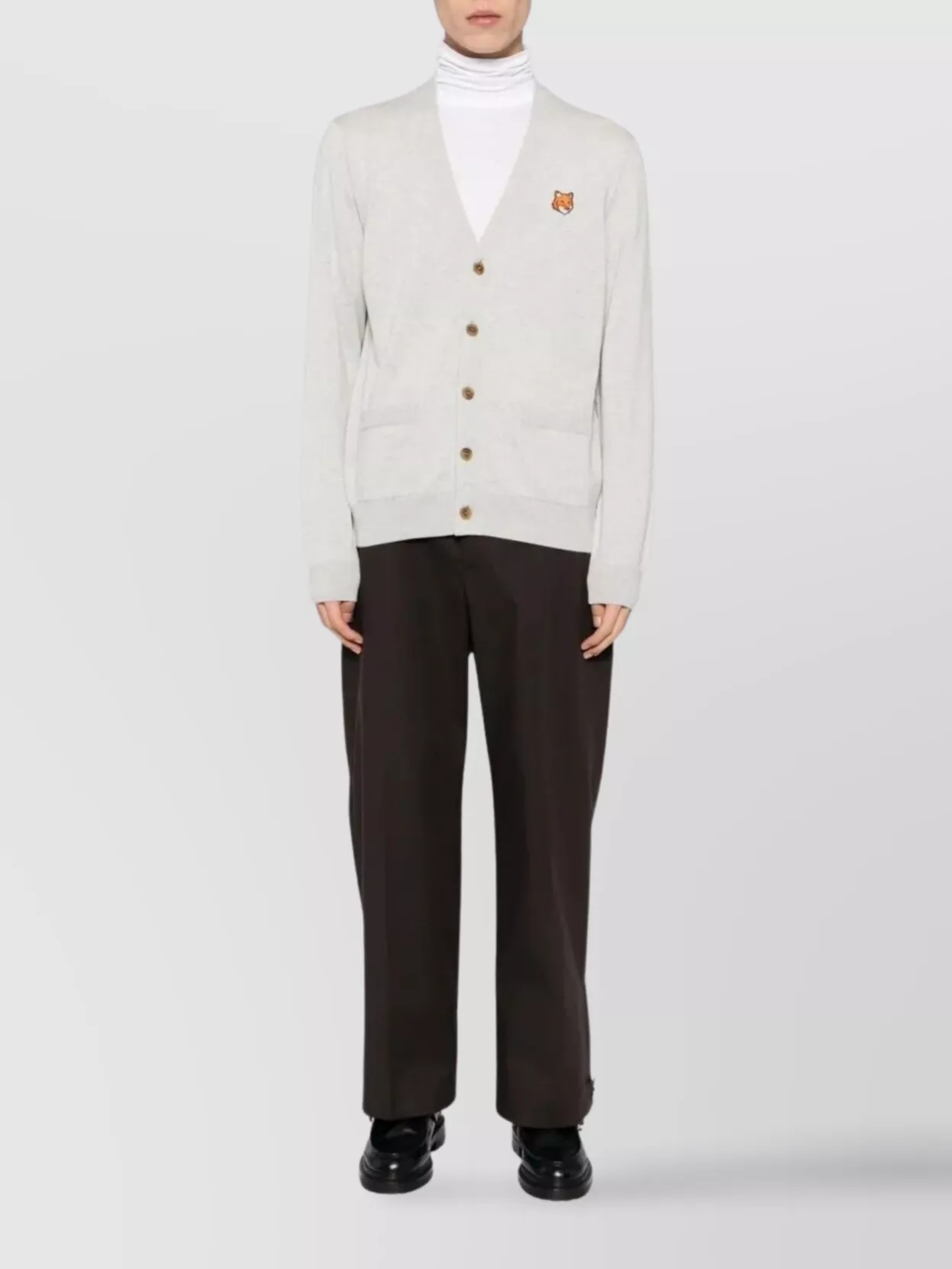 Maison Kitsuné Merino Cardigan With Fox Head Design