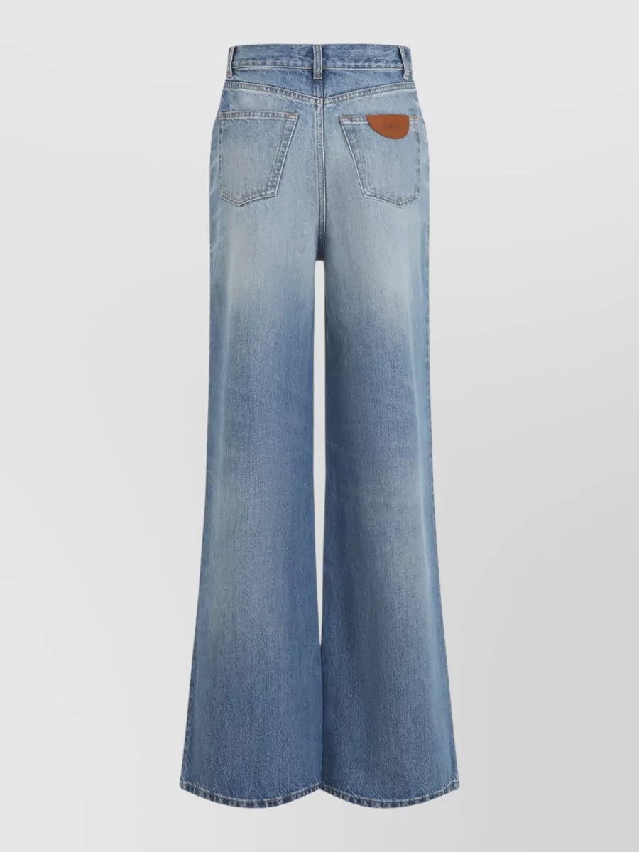 Chloé Wide Leg Jeans Belt Loops Five Pockets In Blue