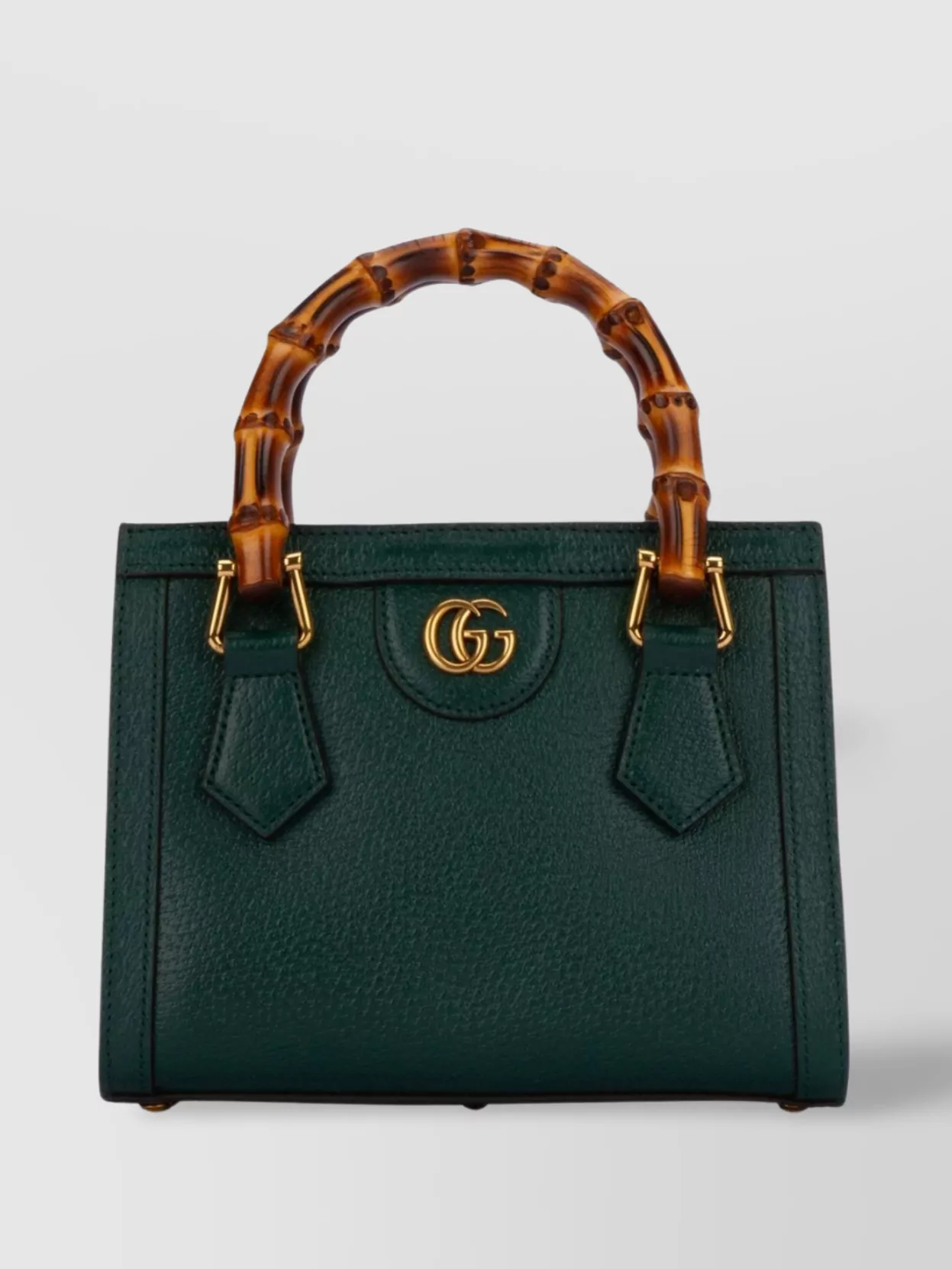 Shop Gucci Textured Tote With Bamboo Handle And Metal Feet In Green