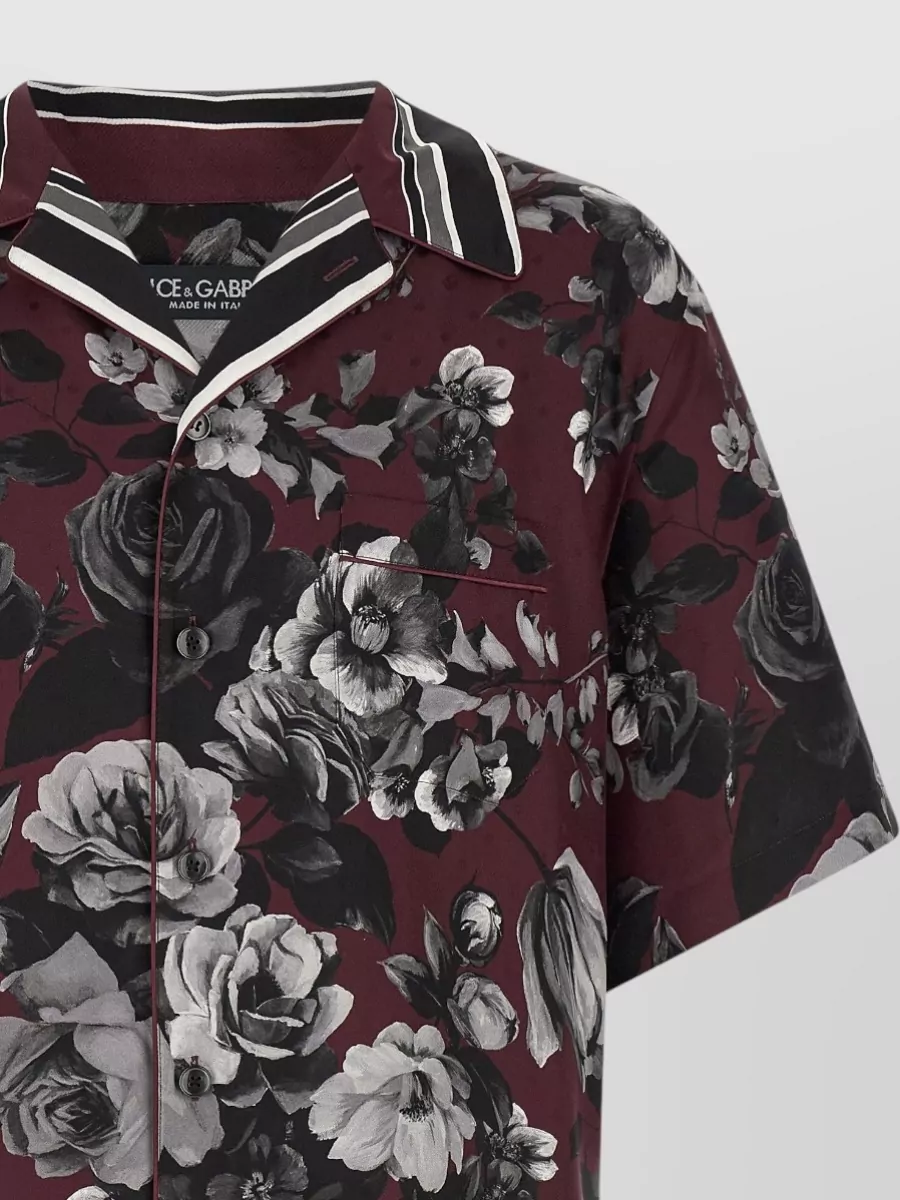 Dolce&Gabbana Bouquet Fiori Short Sleeve Notched Collar Shirt