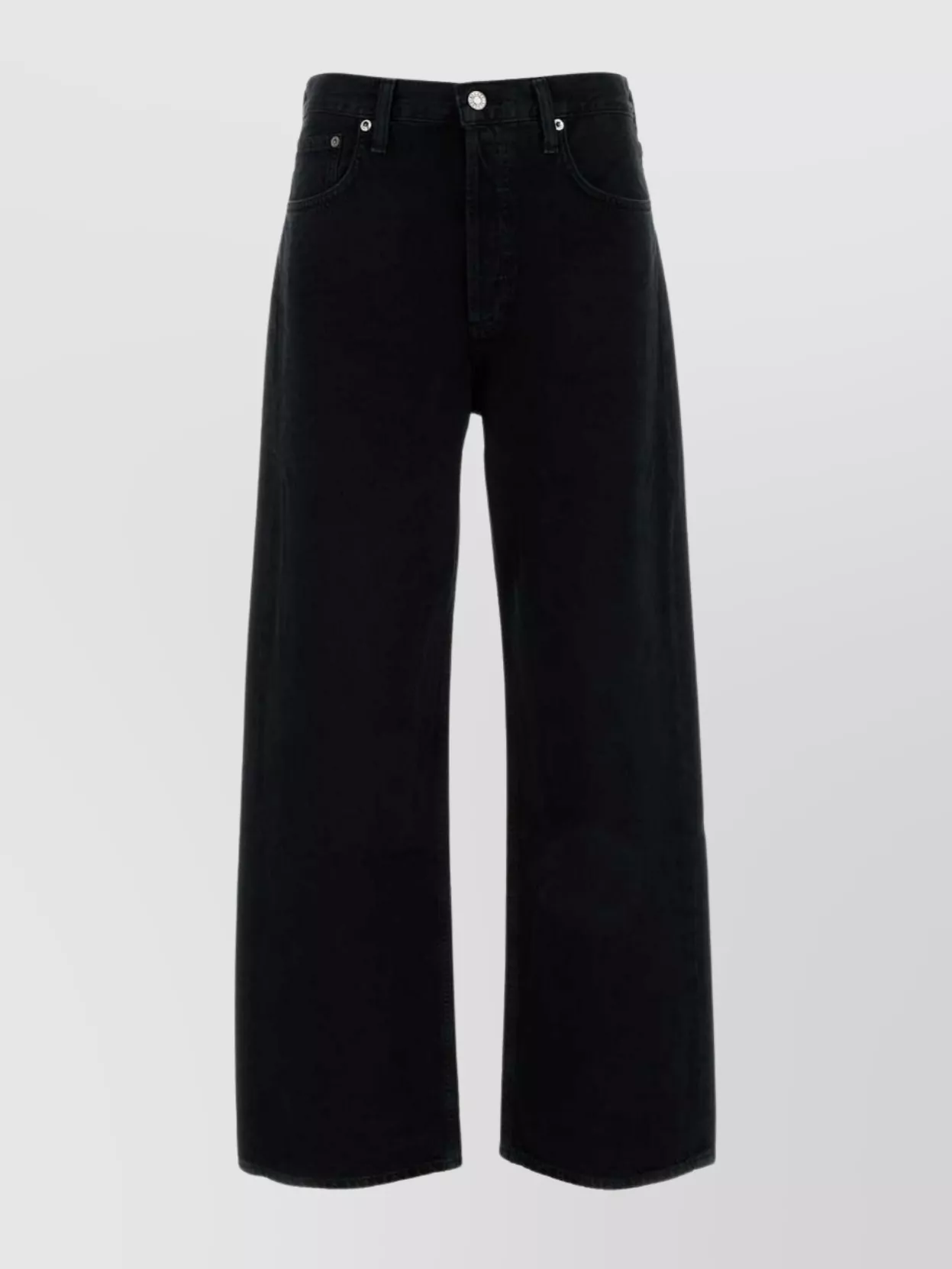 Agolde Crushed Denim Wide Leg Trousers