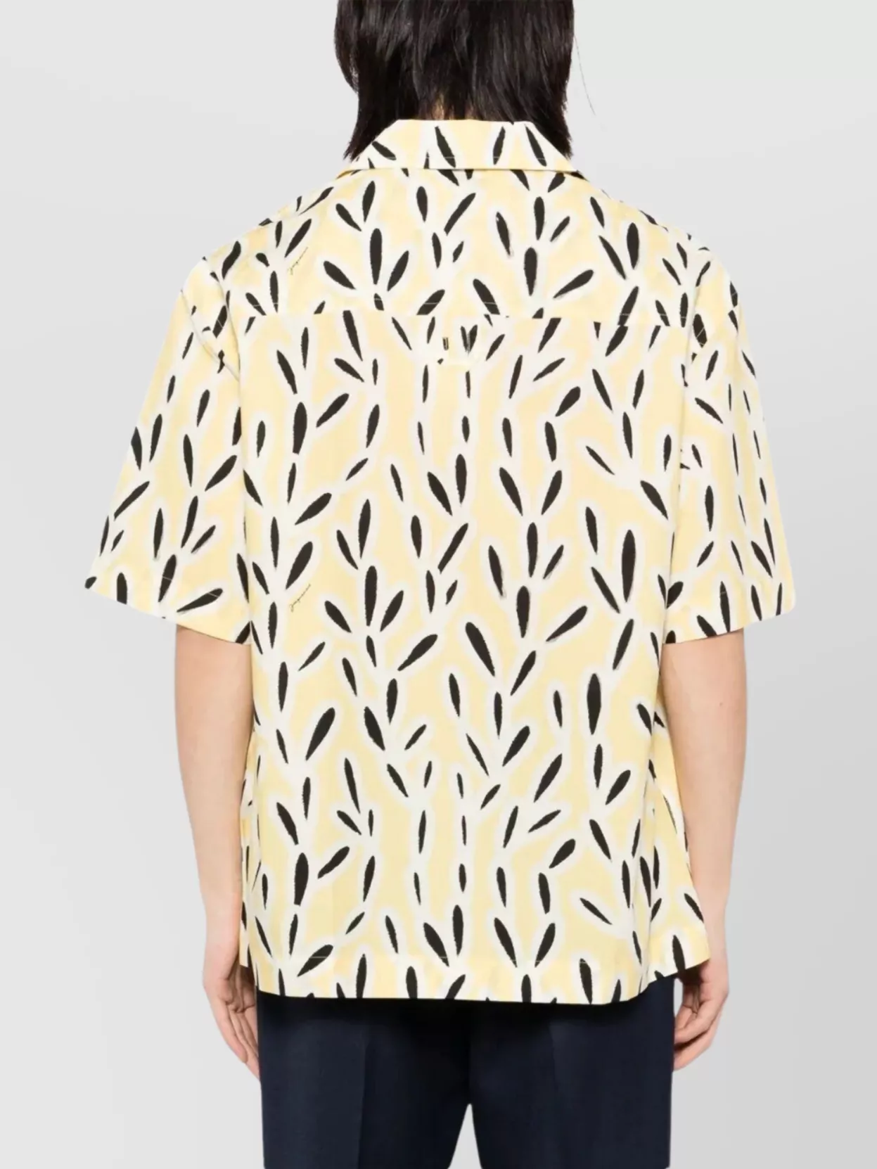 Jacquemus Yellow Cotton Jean Shirt With Playful Leaf Pattern