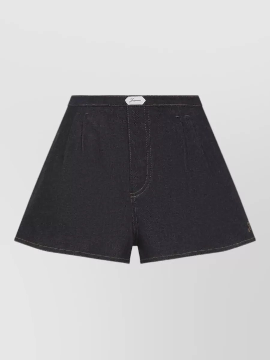Jacquemus Pleated denim short shorts