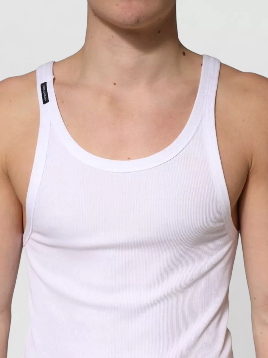 Dolce&Gabbana Ribbed Cotton Sleeveless Tank Top