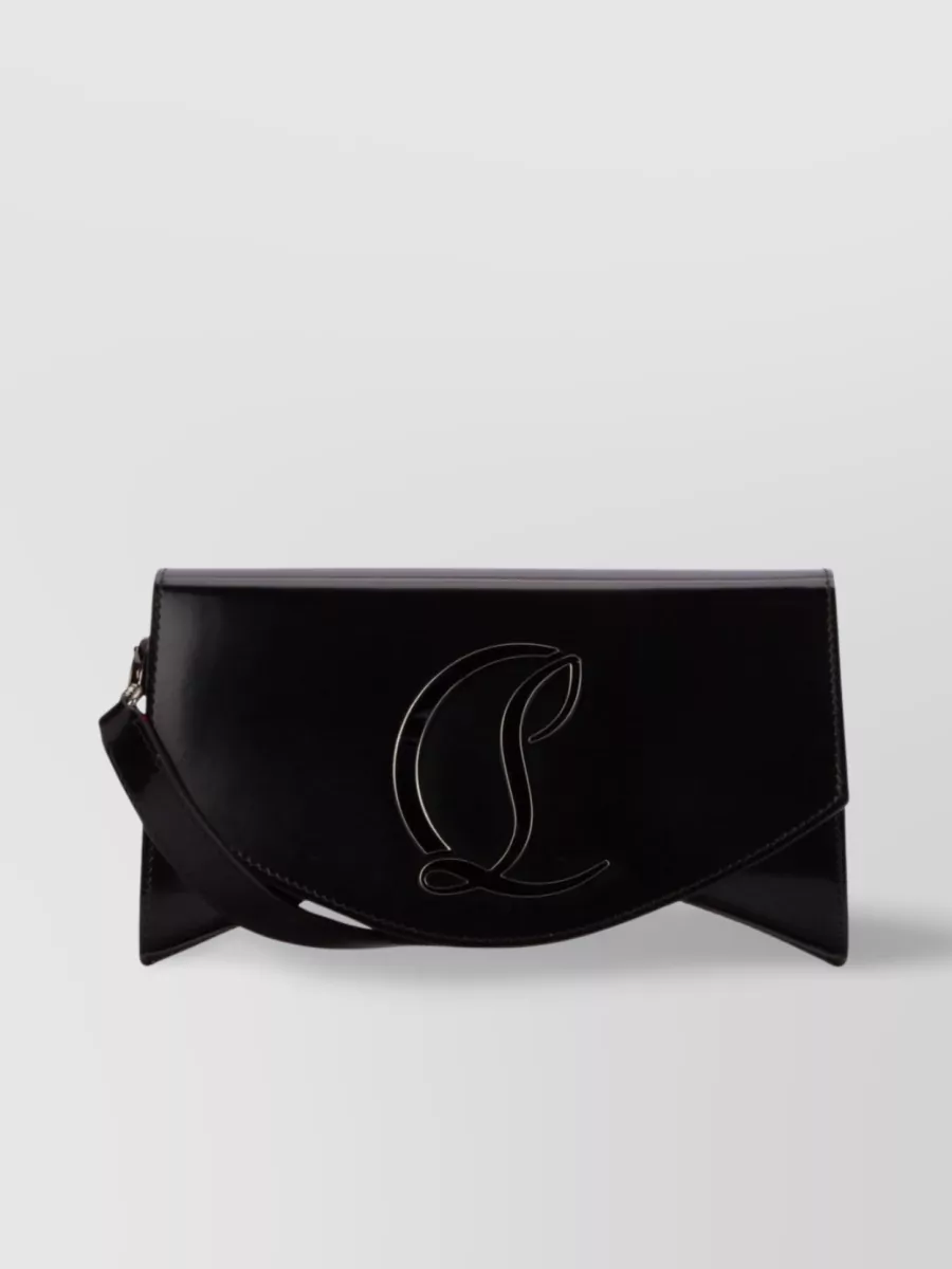 Shop Christian Louboutin Foldover Patent Chain Cross-body Bag In Black