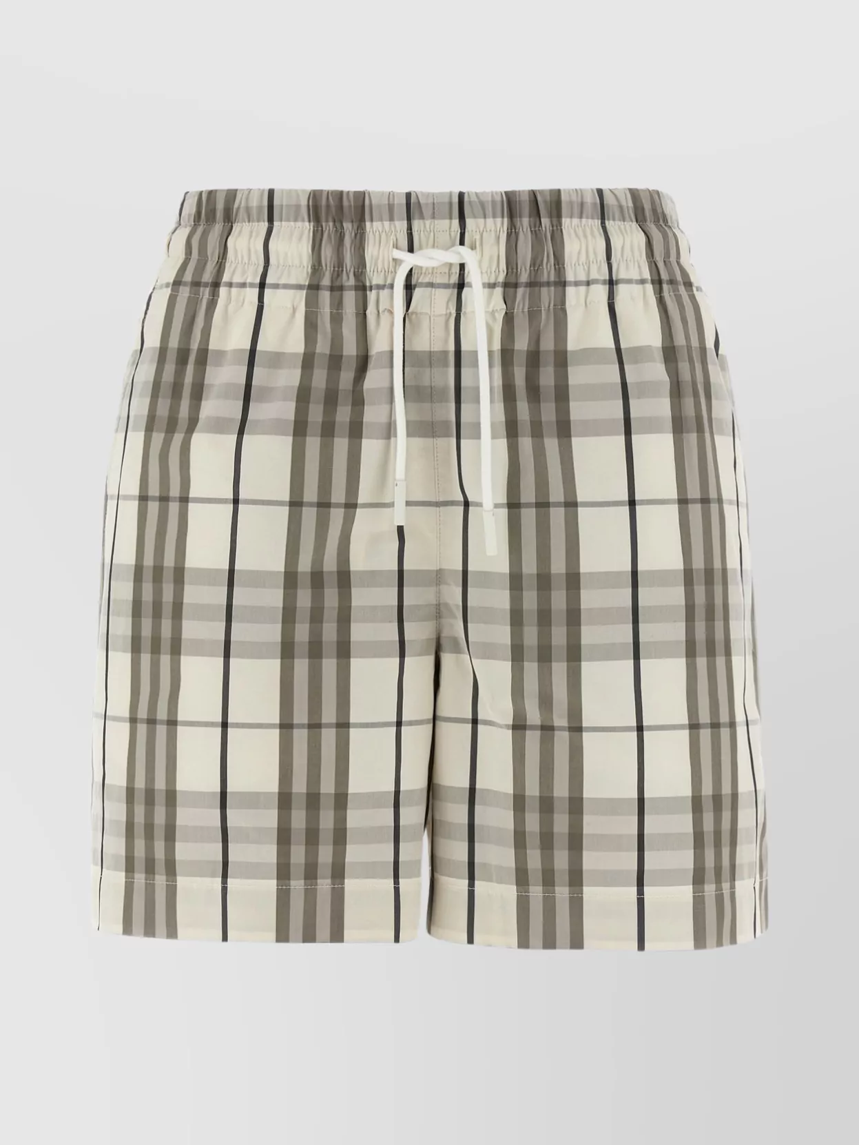 Shop Burberry Check Pattern Elastic Waistband Shorts