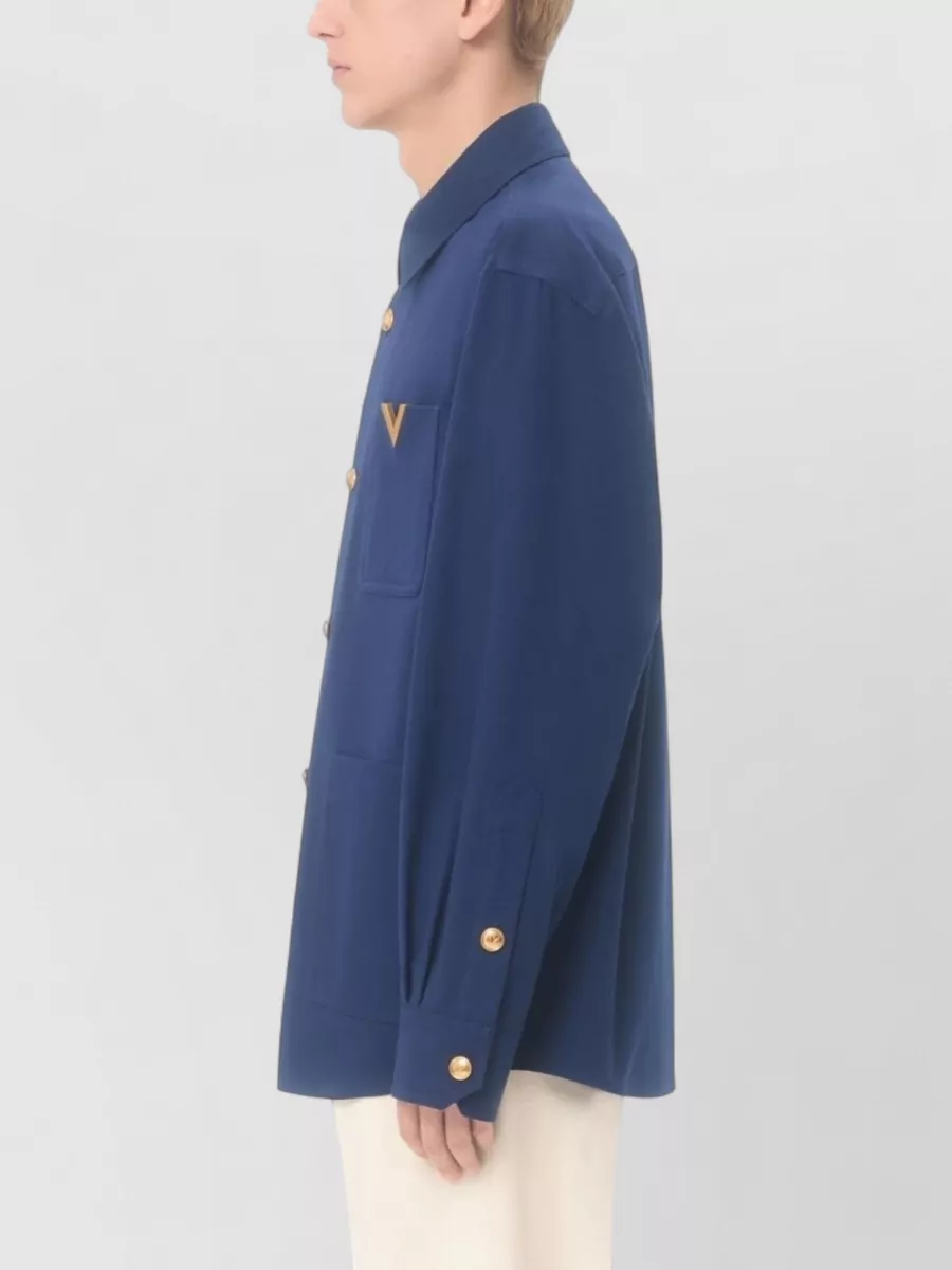 Valentino Garavani Shirt Chest Pocket Gold Tone Buttons