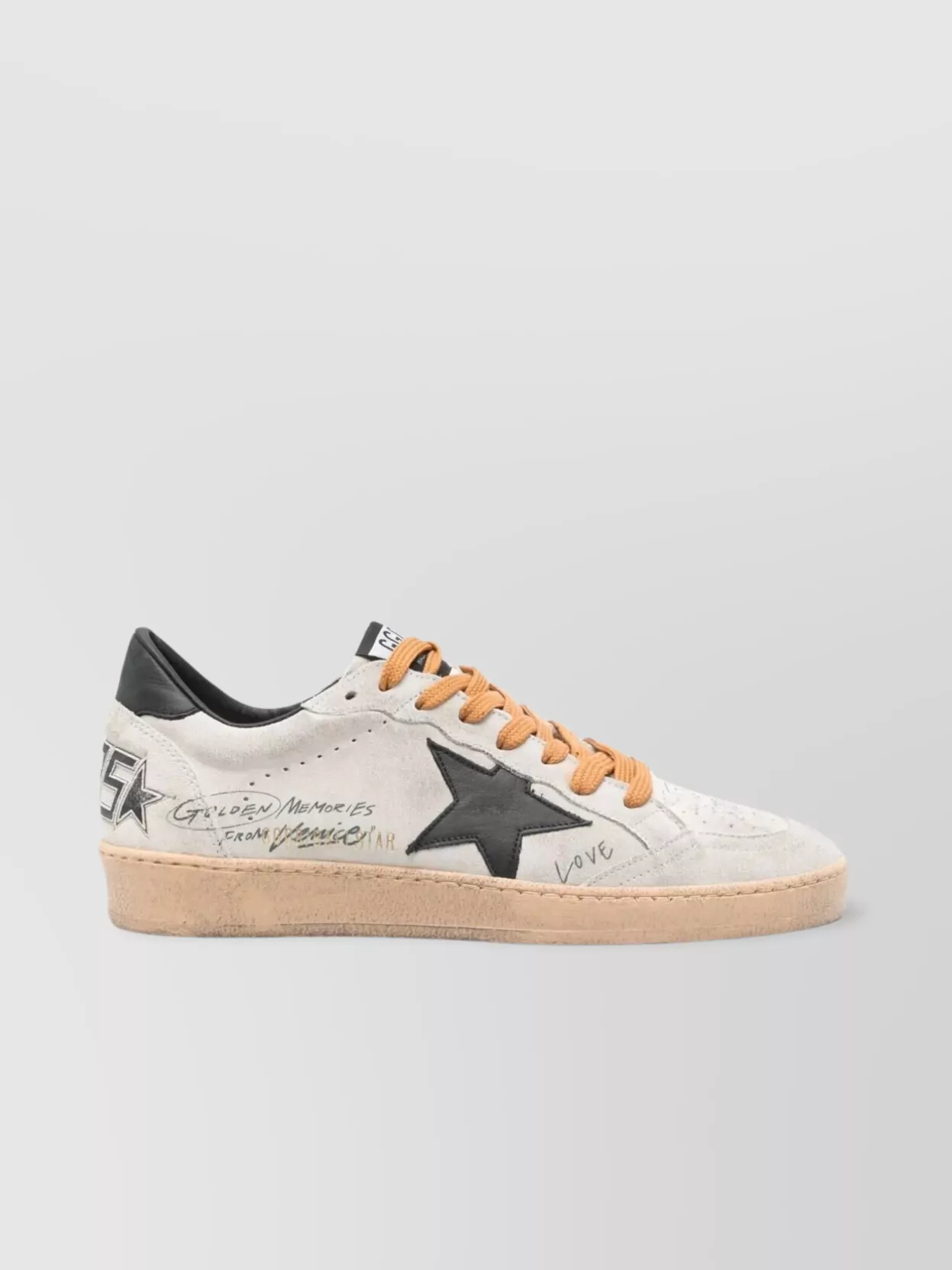 Golden Goose Suede Star Patch Flat Sole Sneakers In Gray