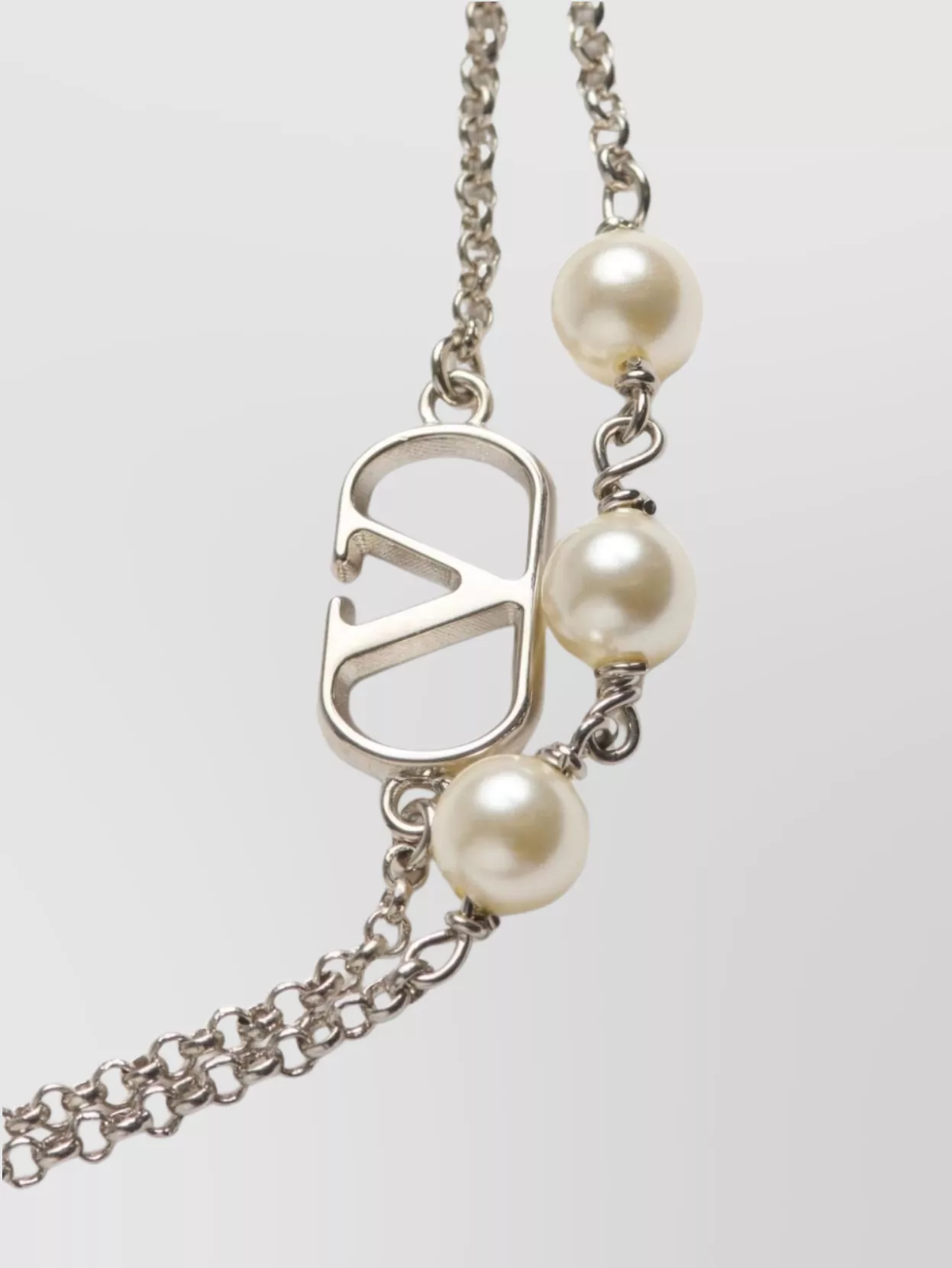 Valentino Garavani Double Chain Bracelet With Pearl Embellishments