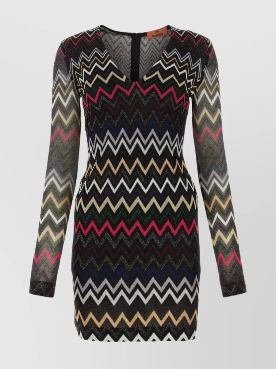 Shop Missoni Mini Dress With Embroidered Viscose Blend In Black