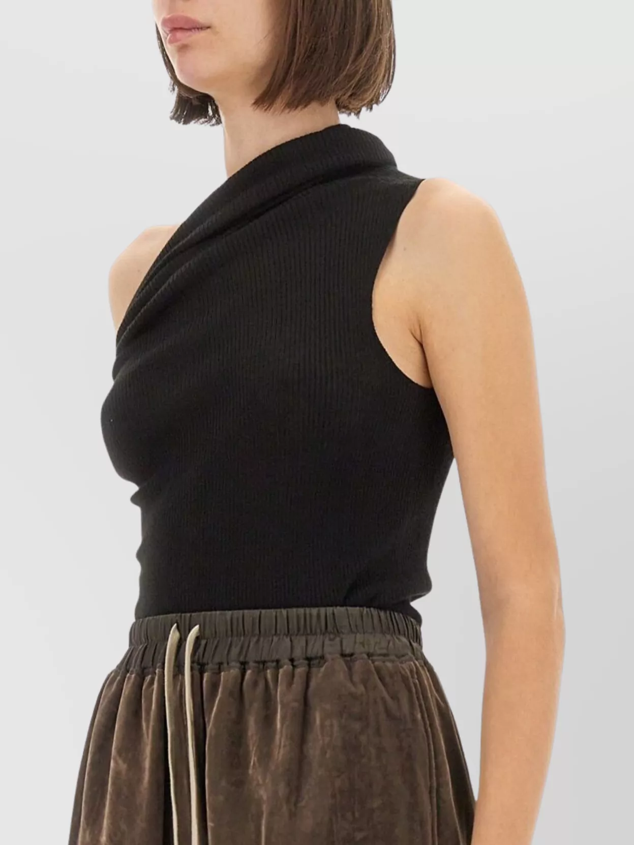 Rick Owens "Athena" Knit Top Featuring One-Shoulder Design