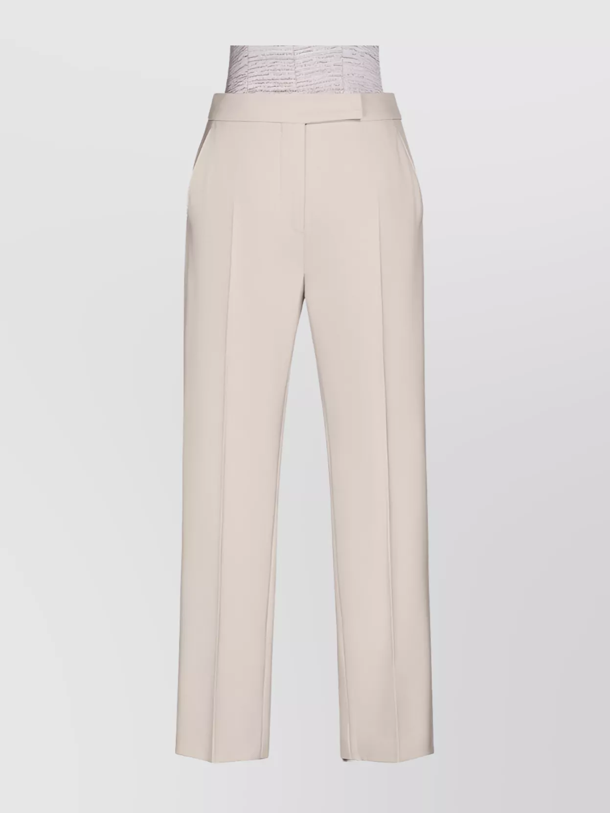 Max Mara Felice Straight Leg Trousers With Belt Loops In Neutral