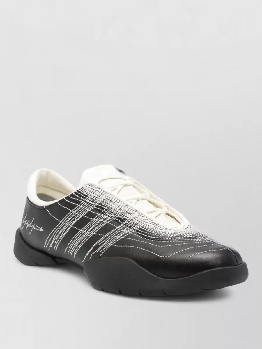 Y-3 leather low top lace-up shoes