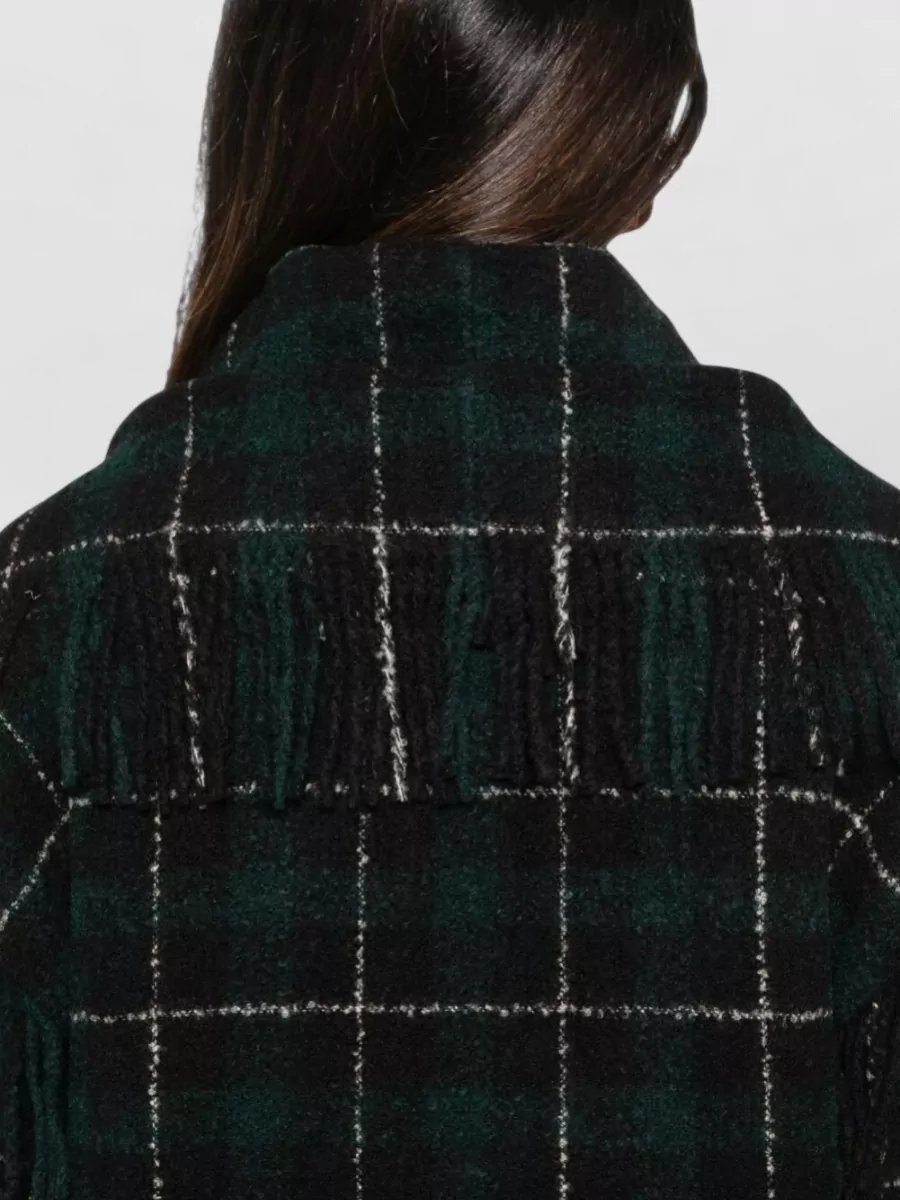 Totême Checked Wool Fringed Cape
