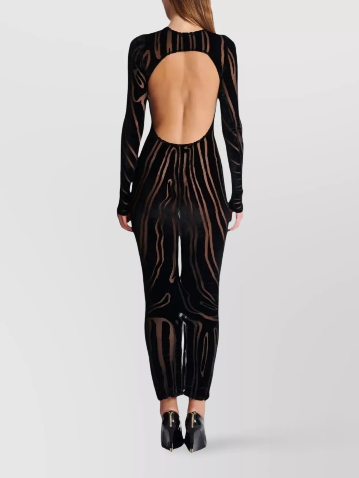 Balmain Long Sleeve Zebra Print Bodycon Dress