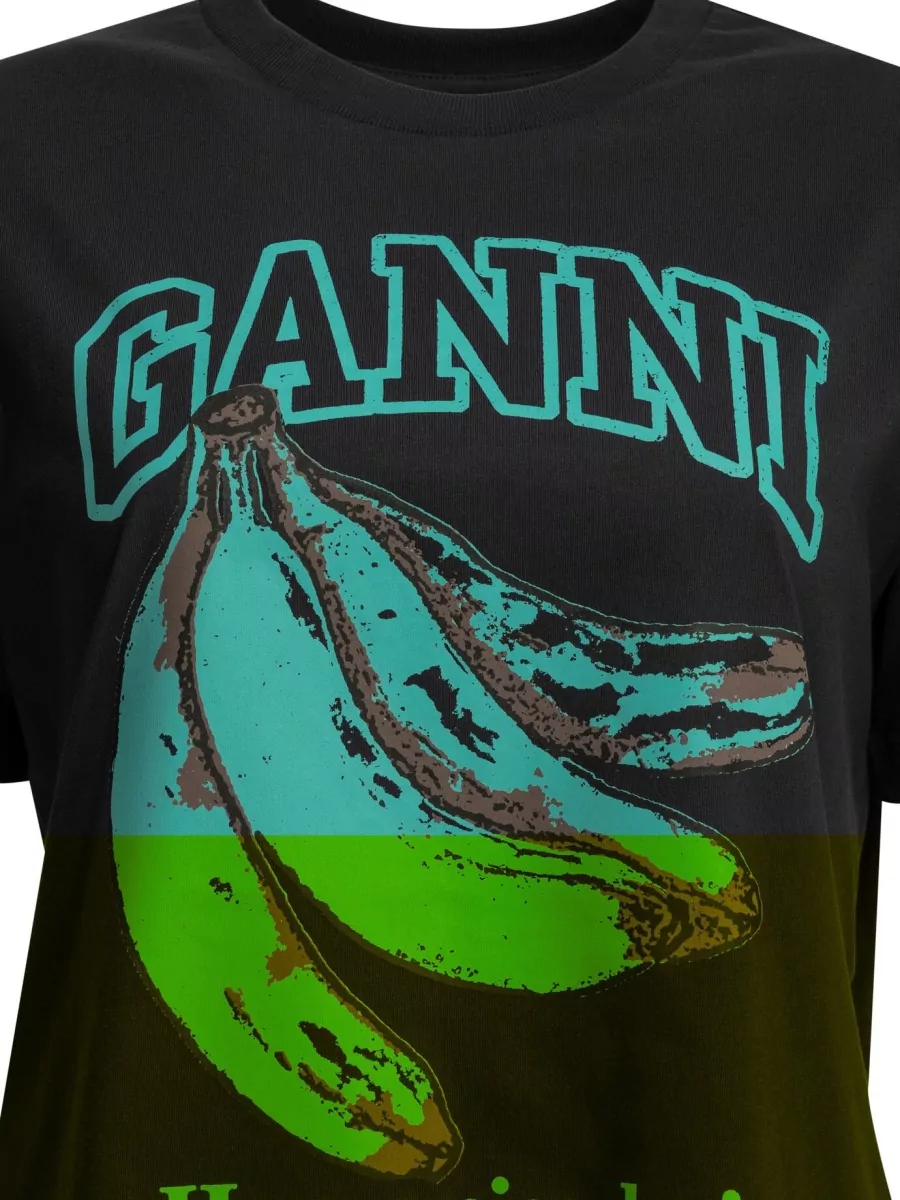 Ganni Printed Organic Cotton Crew-Neck T-Shirt