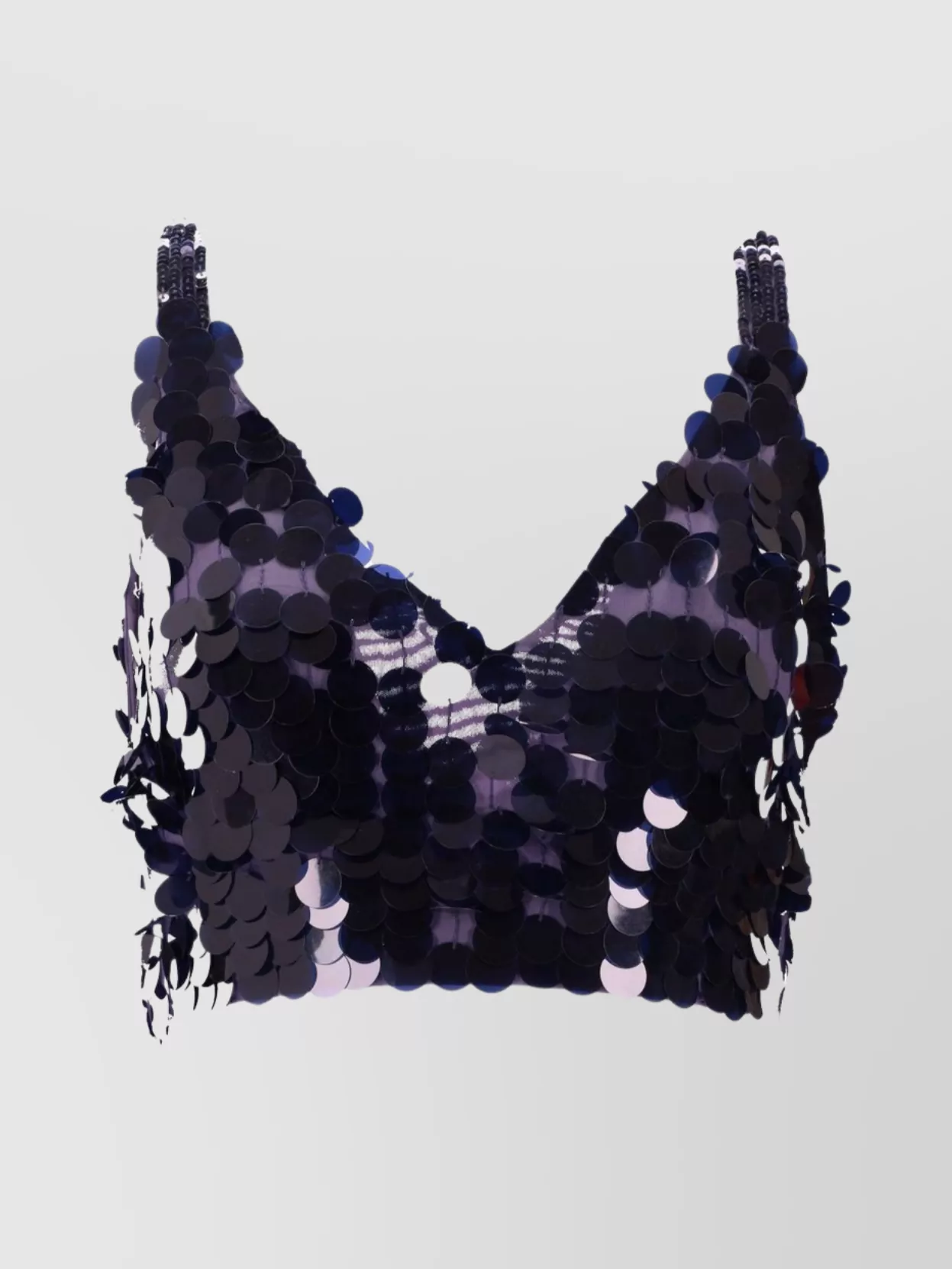 P.a.r.o.s.h Sequin Cropped Sleeveless V-neck Lingerie In Blue