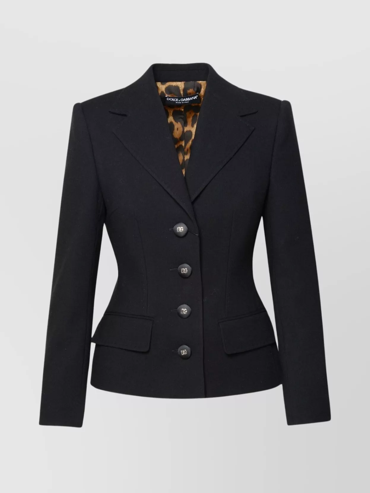Dolce & Gabbana Structured Wool Blazer With Buttoned Cuffs In Black