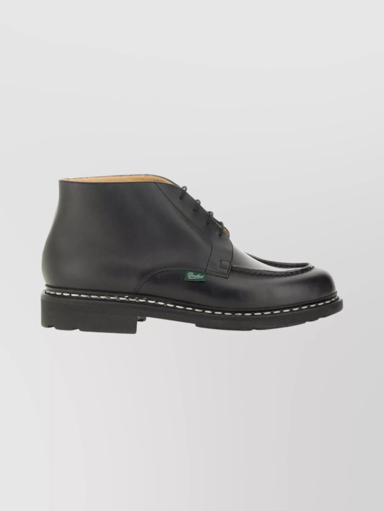 Paraboot Round Toe Boots With Rubber Sole And Stitching