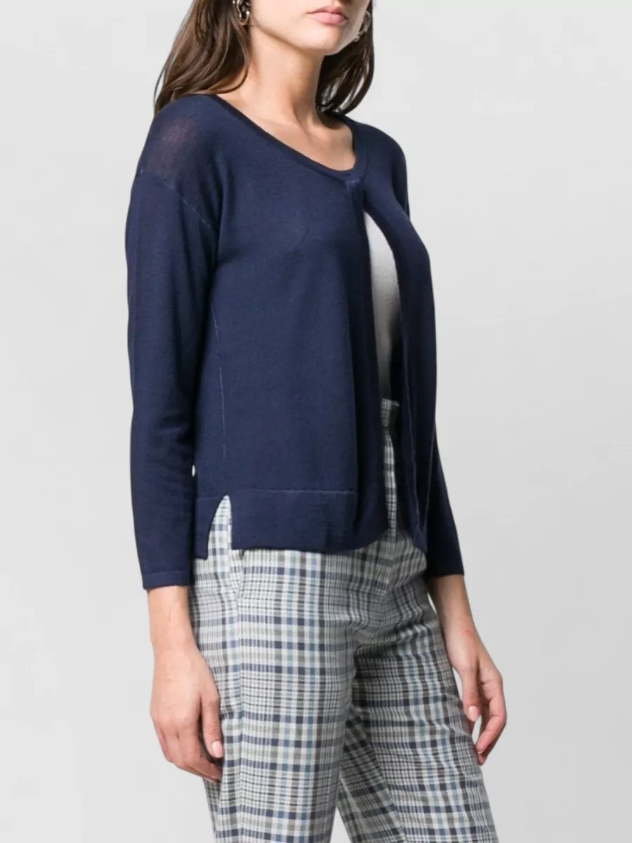 La Rose Fine-Knit Merino Wool Round-Neck Long-Sleeve Cardigan