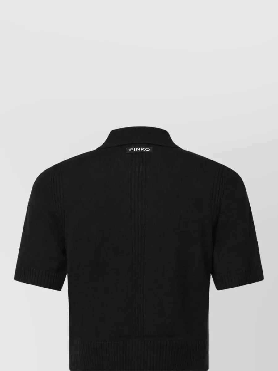 Pinko Cashmere Wool Short-Sleeve Knitted Top