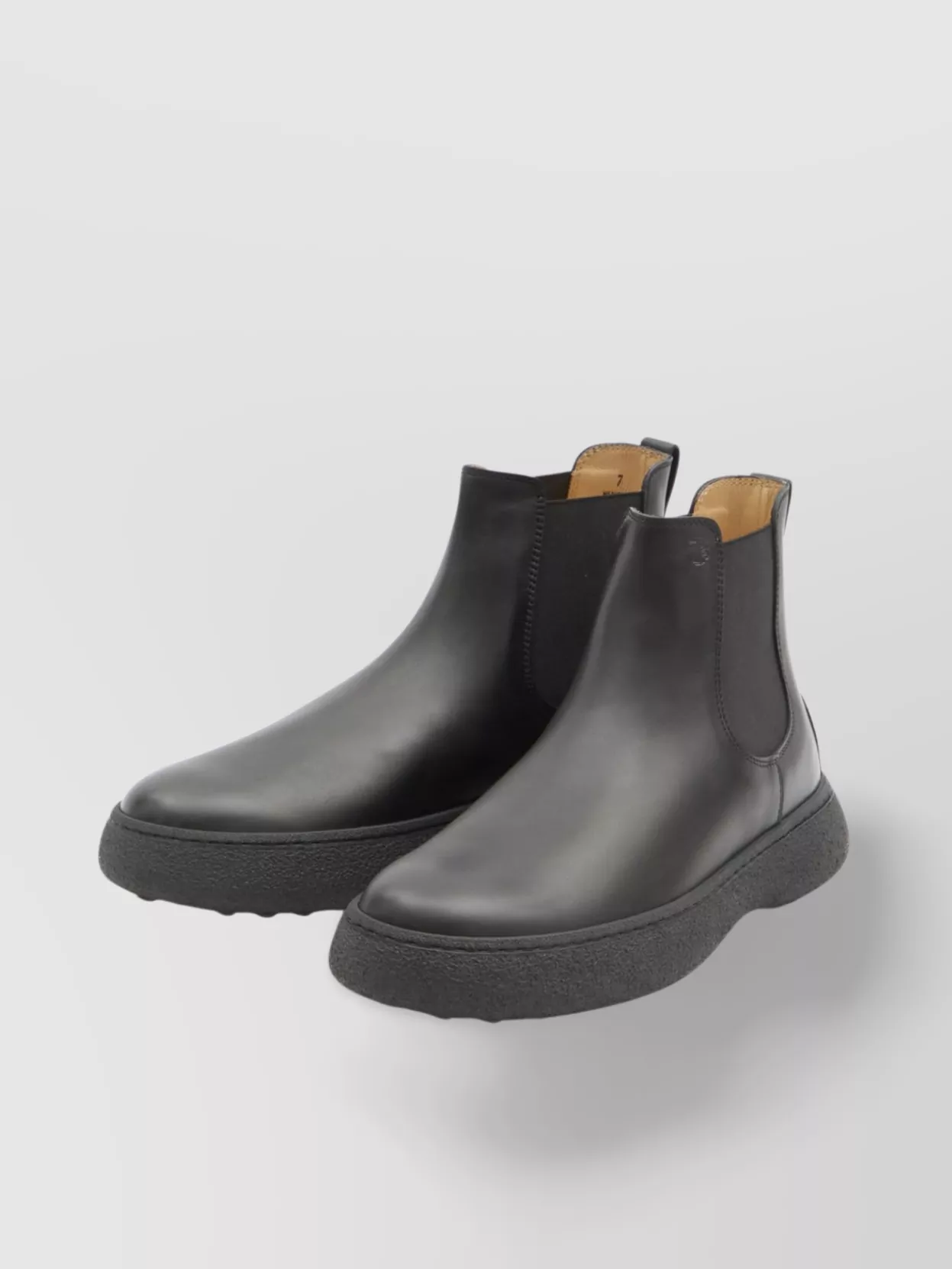 Tod's Leather Chelsea Boots With Rear Rubber Detailing In Black