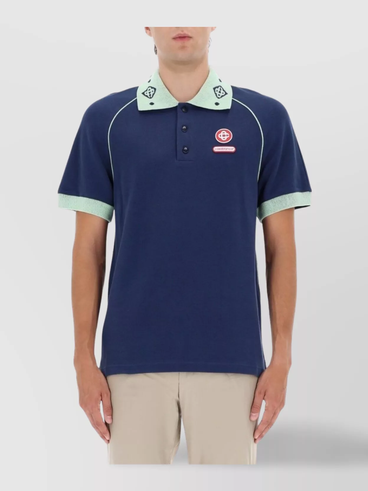 Casablanca Short Sleeve Polo Shirt With Ribbed Cuffs