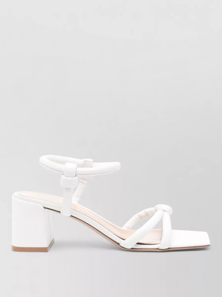 Gianvito Rossi Strappy Block Heel Sandals With Knotted Straps In White