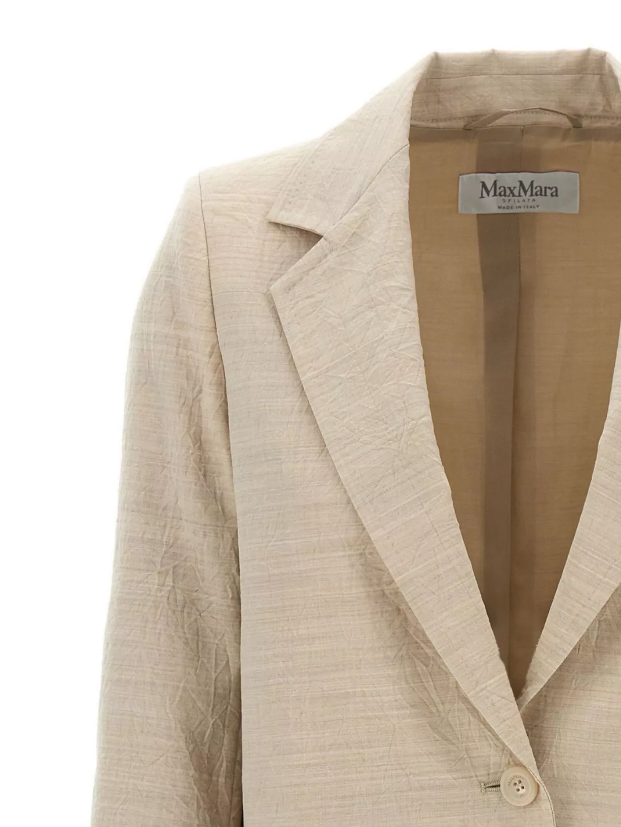 Max Mara Longline Textured Wool Jacket With Rear Vents