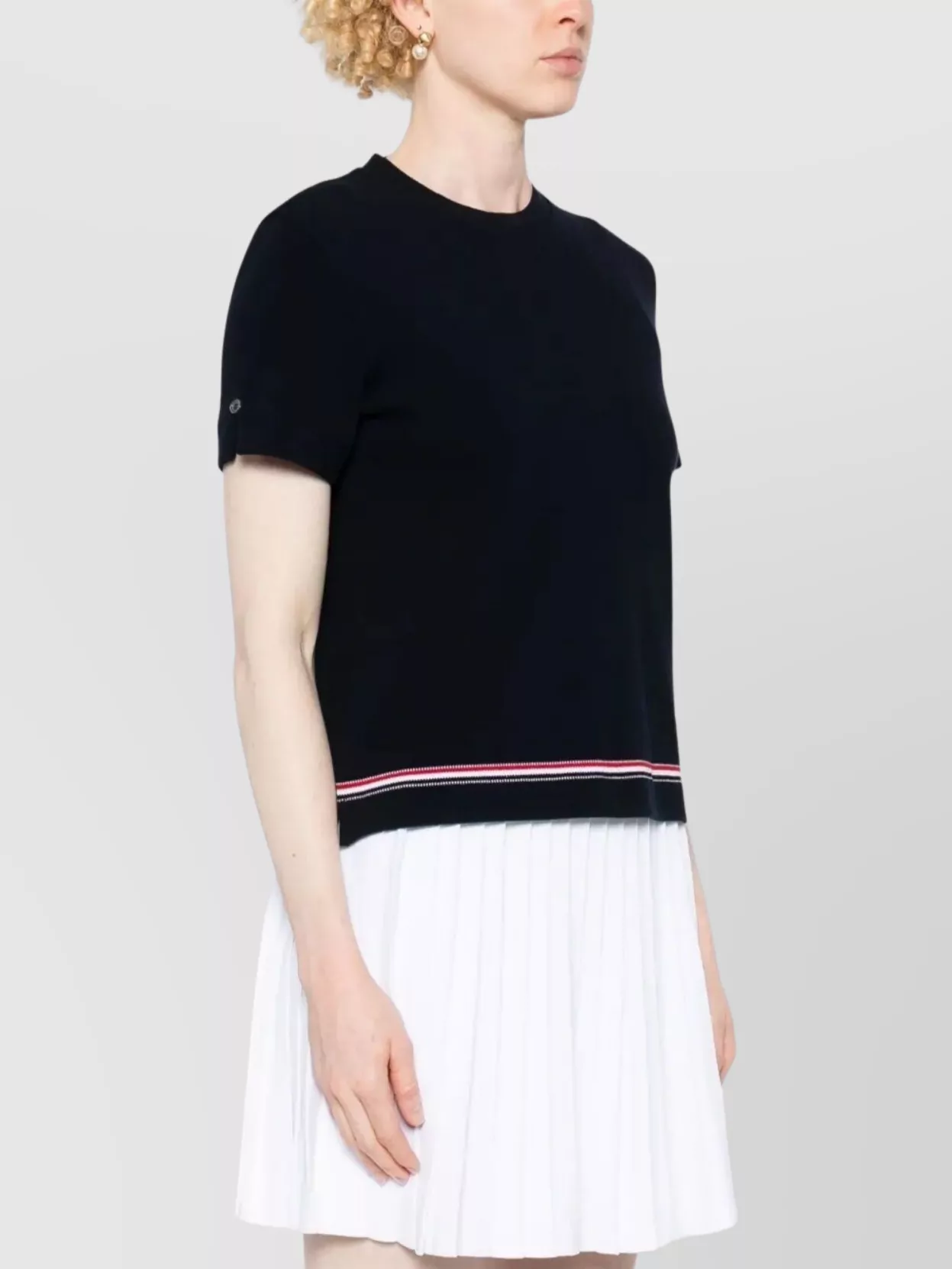 Thom Browne Short Sleeve T-Shirt Cotton Pique Stripe