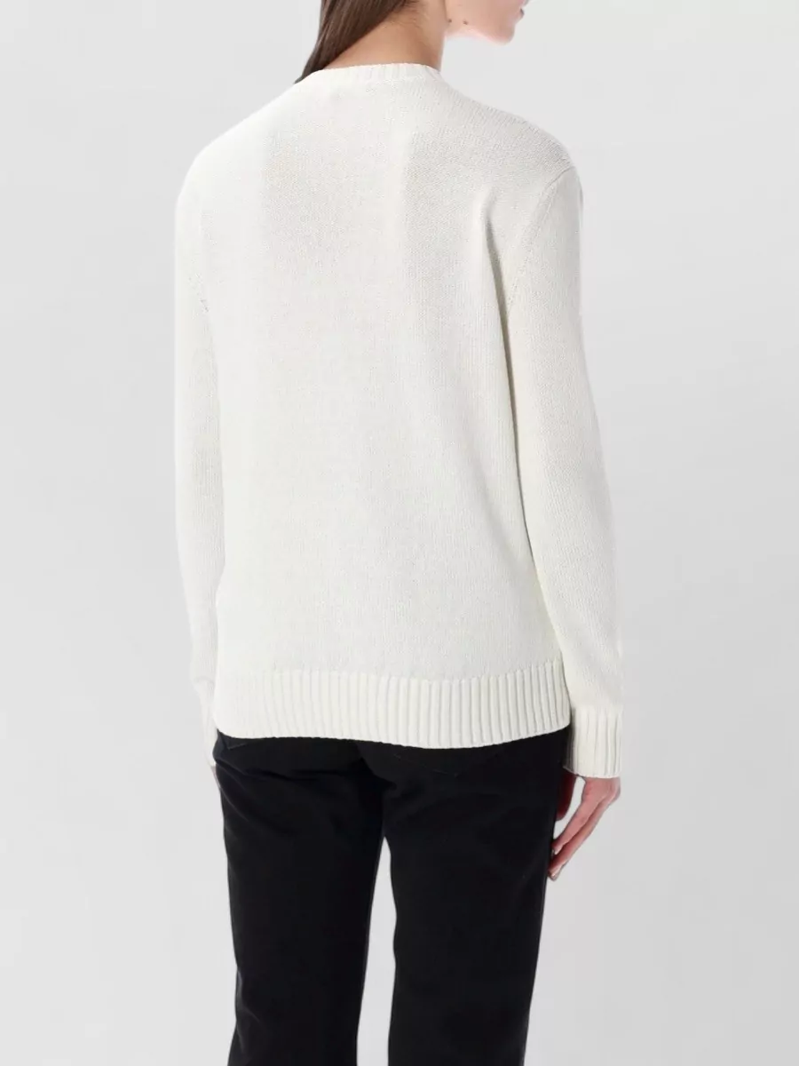 Ralph Lauren Silk Relaxed-Fit Bear-Intarsia Sweatshirt