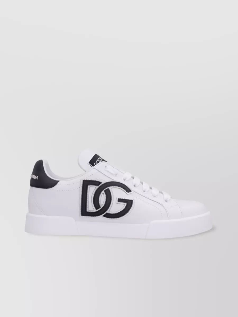 Shop Dolce & Gabbana Portofino Logo Print Sneakers In White