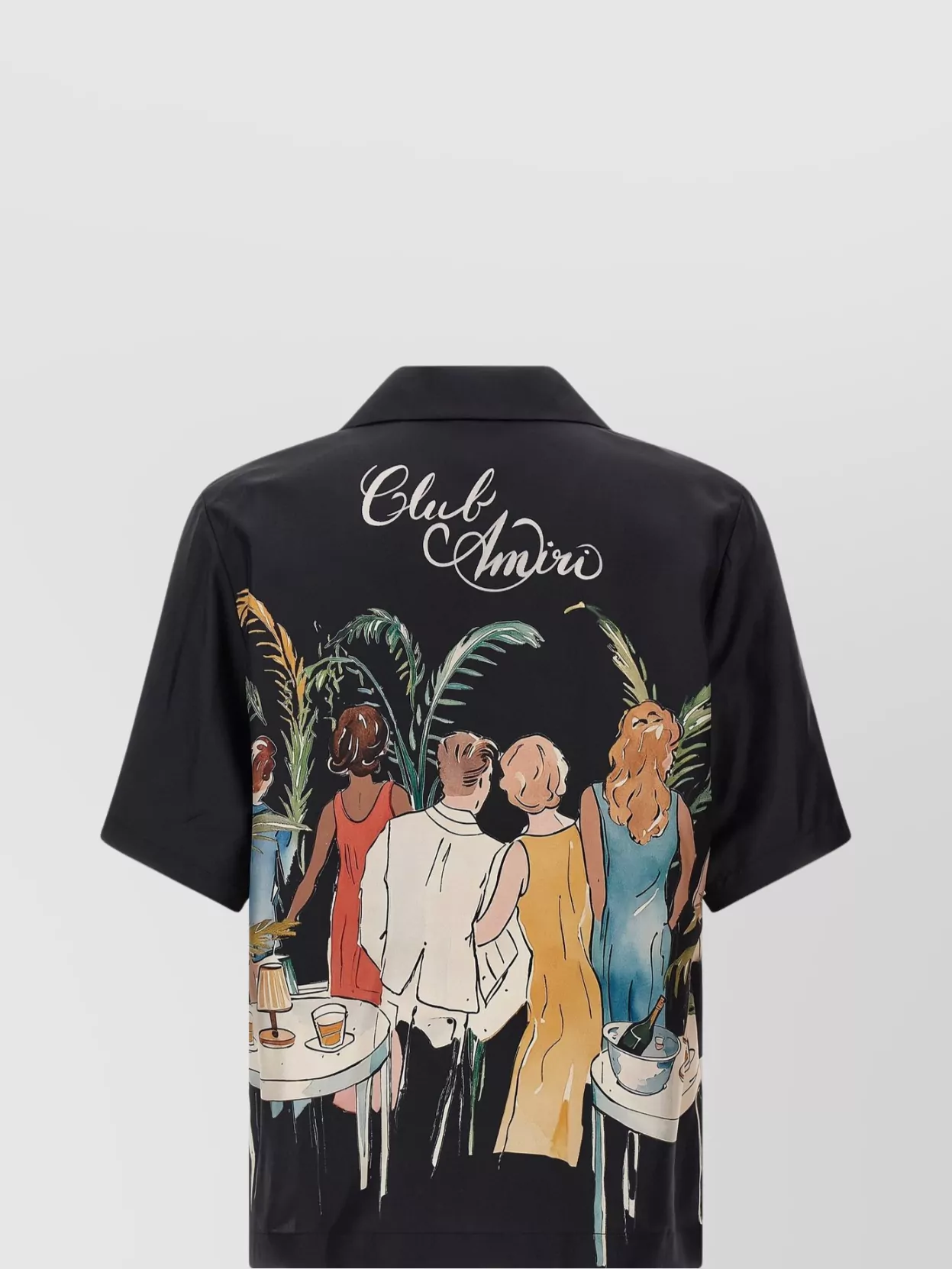Amiri Mens Black Graphic-print Short-sleeve Silk Bowling Shirt In Black