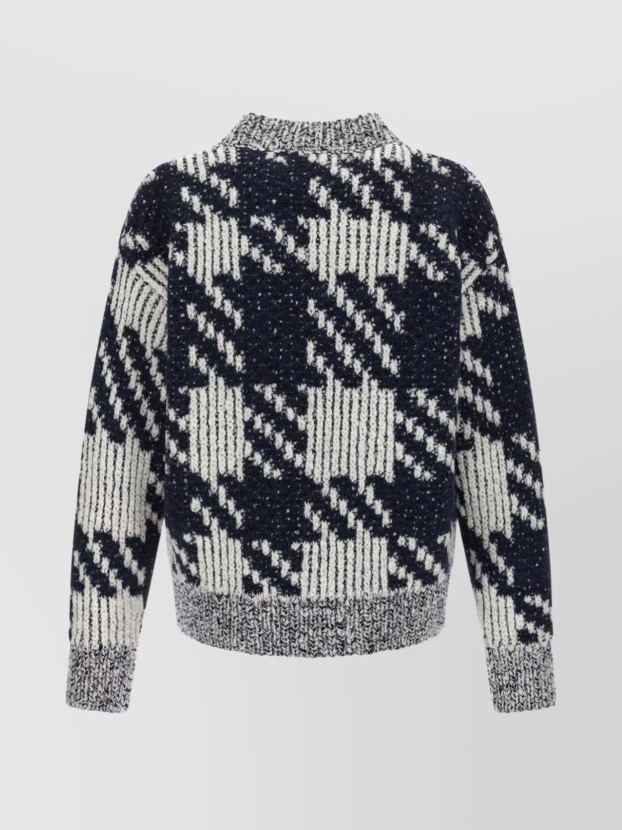 Dries Van Noten Chunky Knit V Neck Sweater With Textured Pattern In Gray