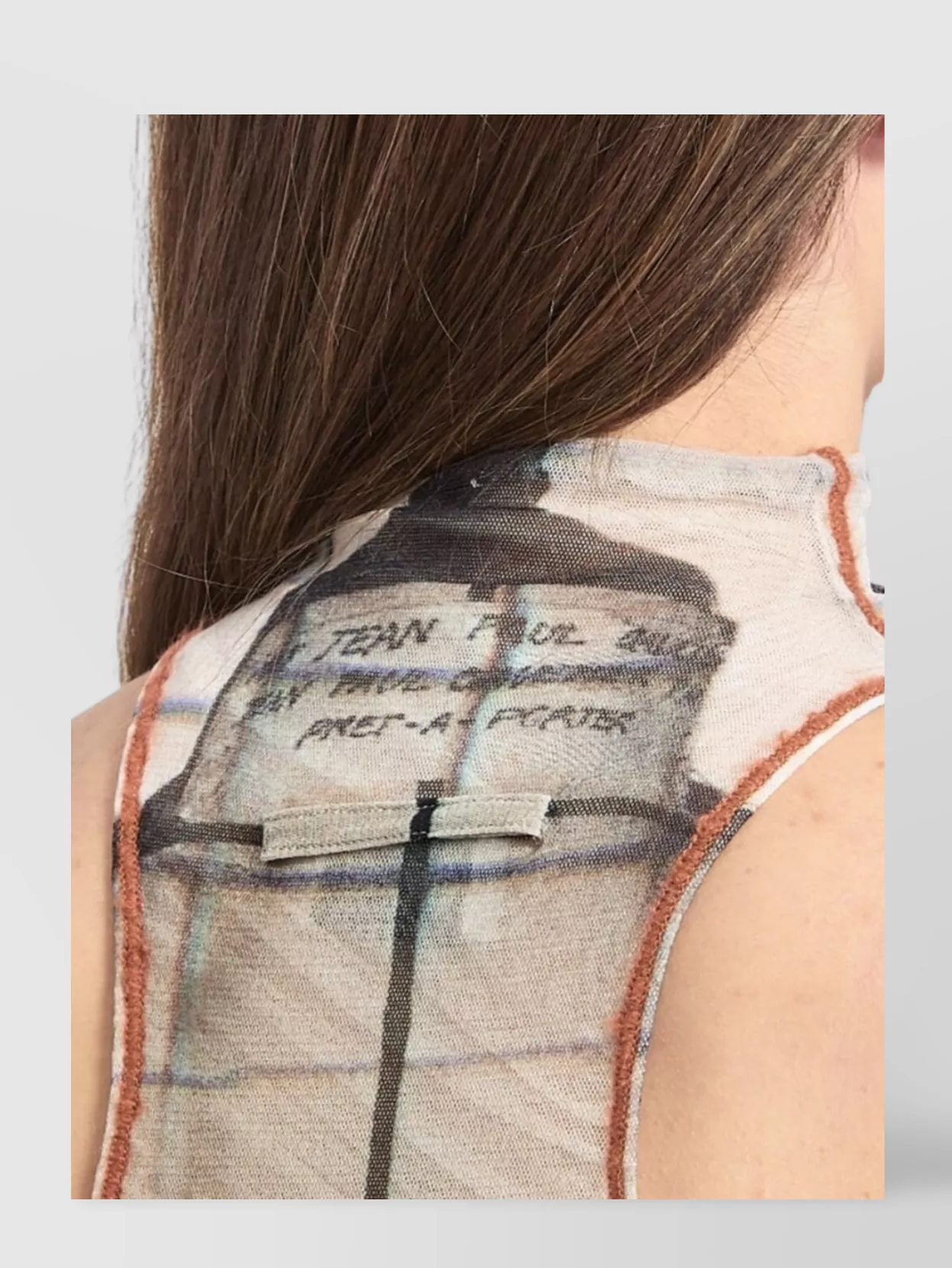 Jean Paul Gaultier Mesh High Neck Long Dress Printed "Fire"