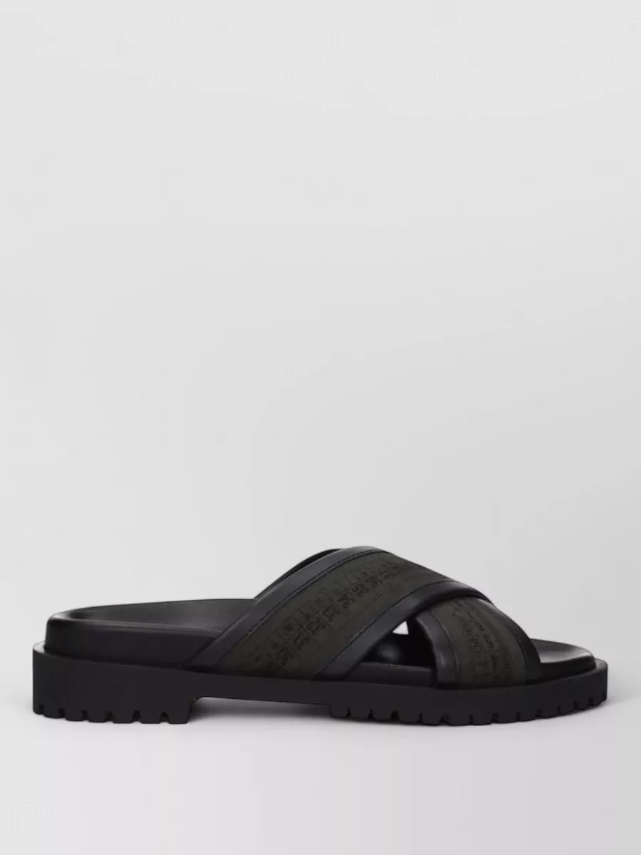 Off-White Fabric Cross Strap Sandals