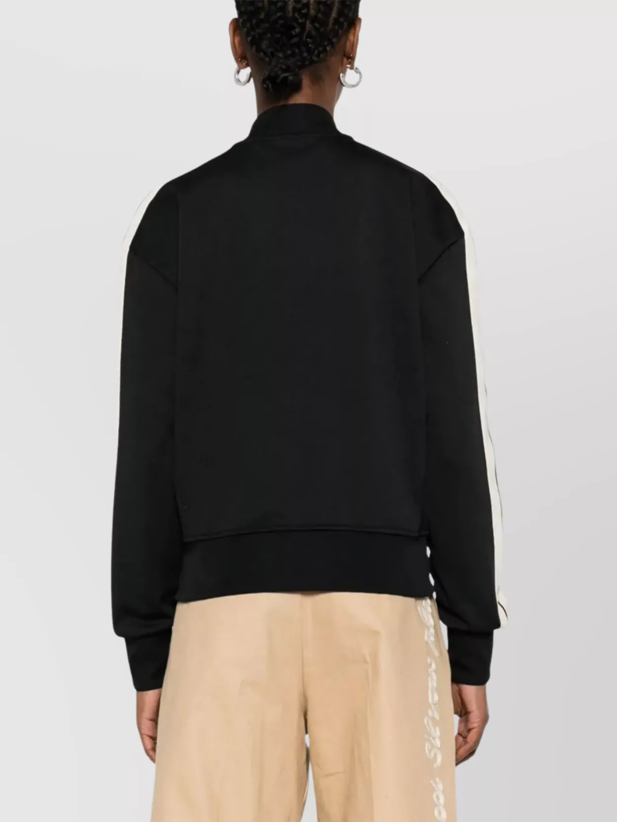 Palm Angels Stylish Bomber Jacket Contrast Stripe In Black