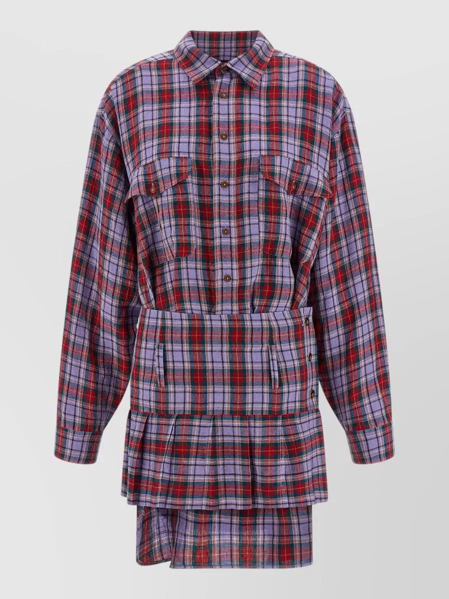 Vivienne Westwood check linen asymmetric mini shirt dress