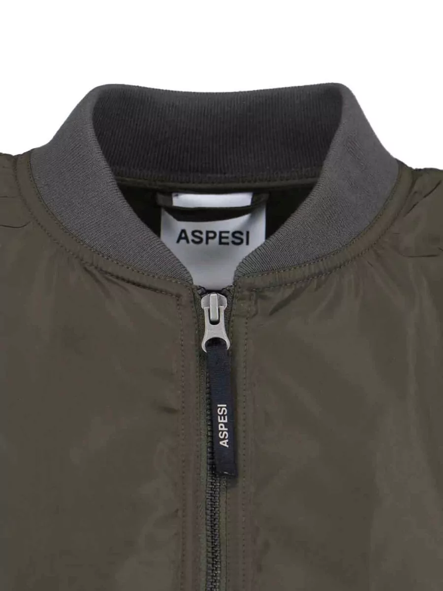 Aspesi Jacket Ribbed Collar Side And Sleeve Pockets