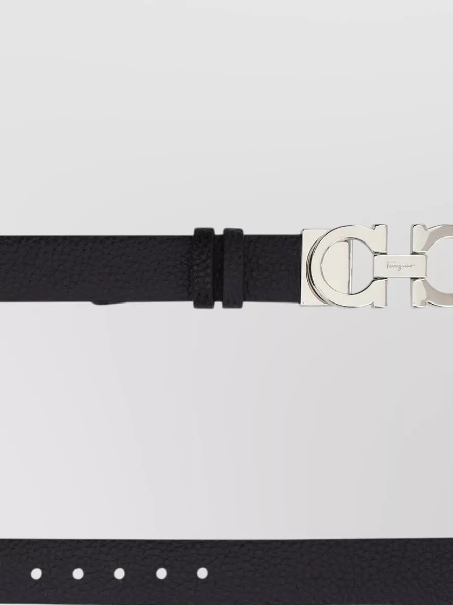 Ferragamo Leather Reversible Belt Metal Gancini Buckle