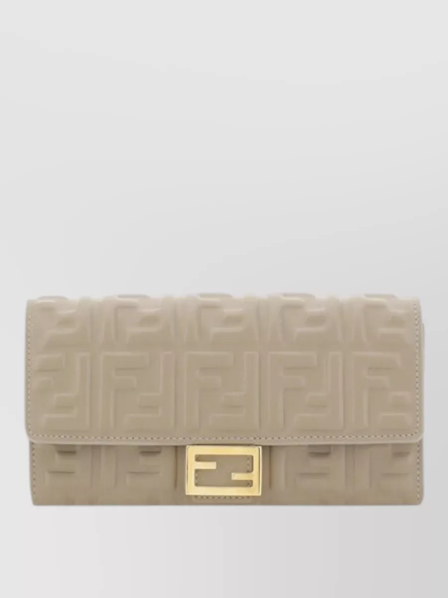 Fendi Lambskin Chain Wallet Gold Tone Hardware