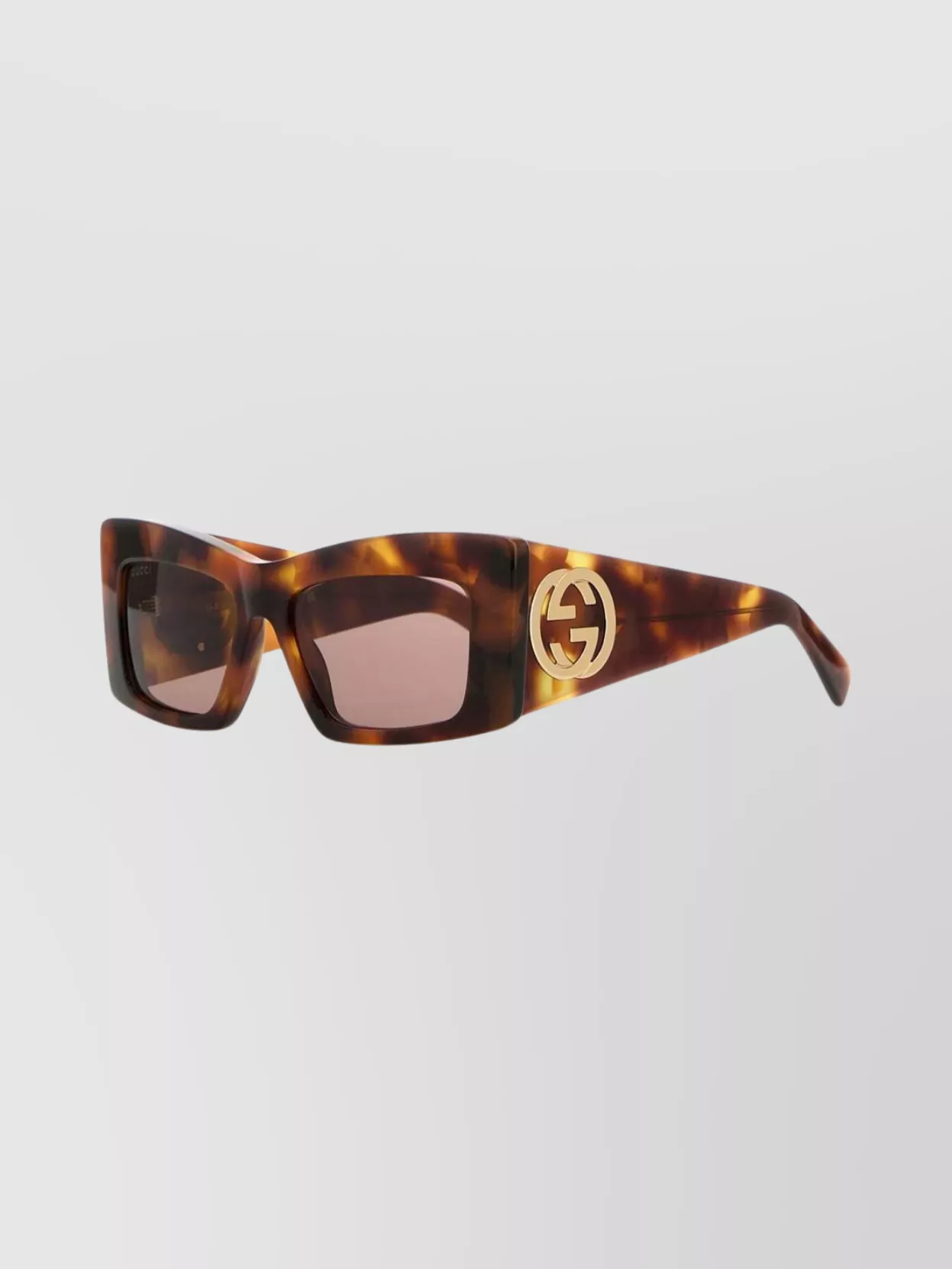Gucci Tortoiseshell Rectangular Sunglasses And Lenses In Brown