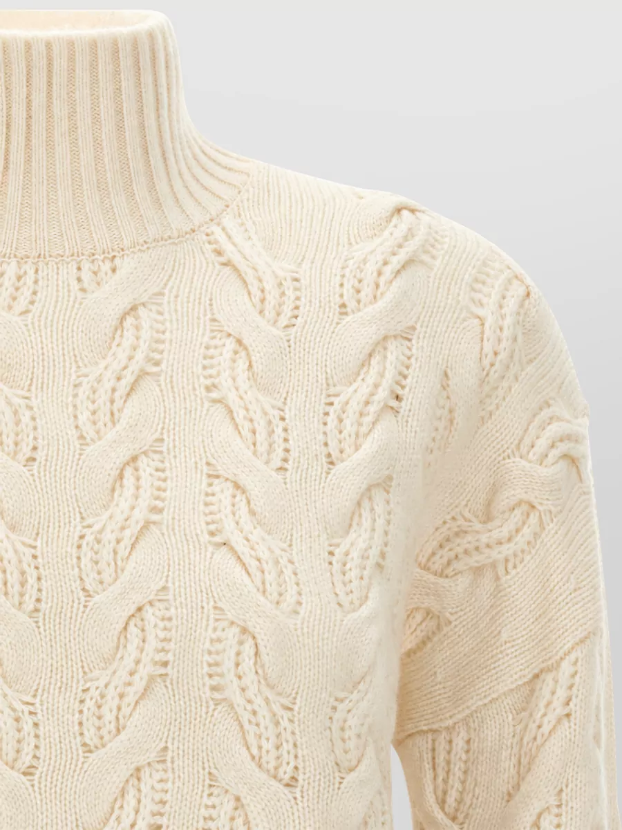 S Max Mara Cashmere Wool Cable-Knit Turtleneck Sweater