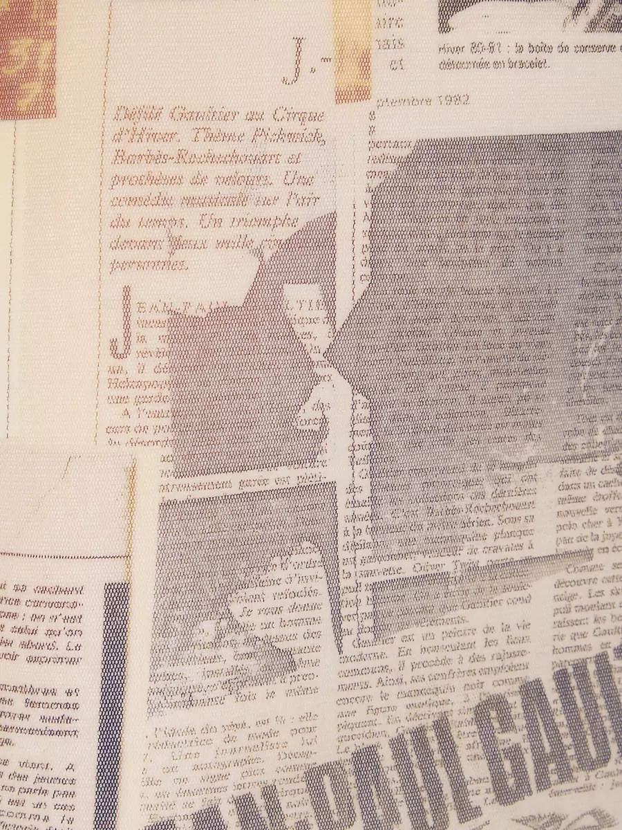 Jean Paul Gaultier Mesh Mini Skirt Newspaper Journal Print