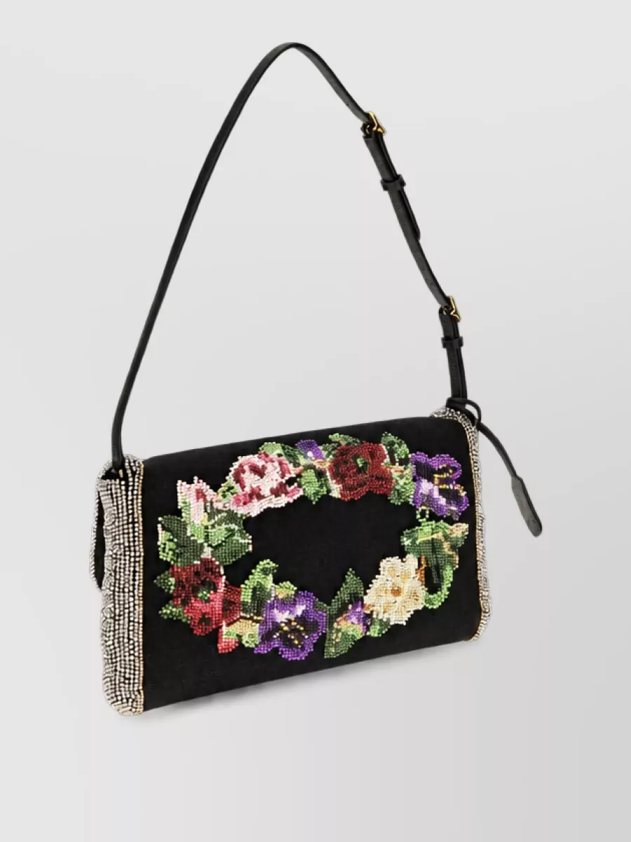 Valentino Garavani De Vain Small Linen Clutch Bag