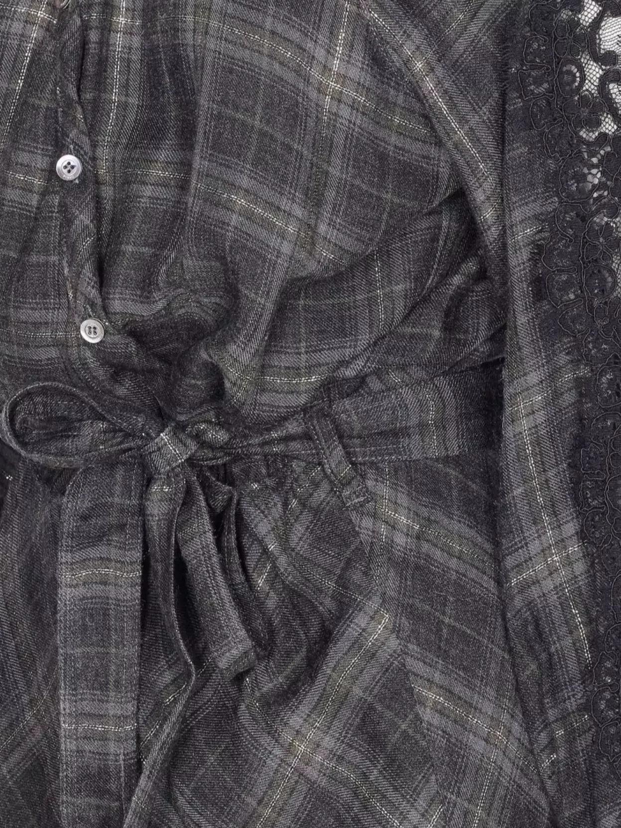 Pinko Plaid Dress With Belted Waist And Lace